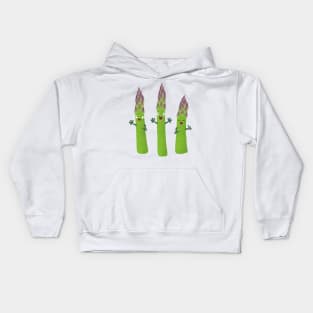 Cute asparagus singing vegetable trio cartoon Kids Hoodie